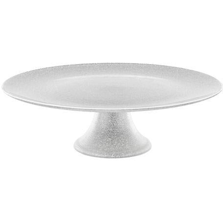 Piatto torta c.piede Glitter ARGENTO 33 cm.