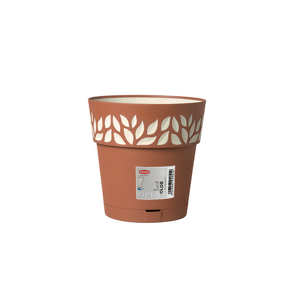 Vaso Cloe c/riserva d'acqua ø 20 terra d'ombra/vanilla