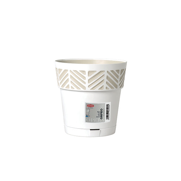 Vaso Orfeo c/riserva d'acqua ø 20 bianco/travertino