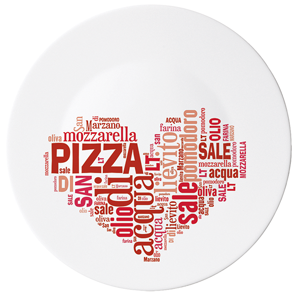 RONDA SOTTOPIATTO 33 I LOVE PIZZA RED F 6/CT 12 - Luxe Home