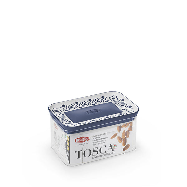 Barattolo ermetico rettang. Tosca 0,7 lt bianco/palace blu