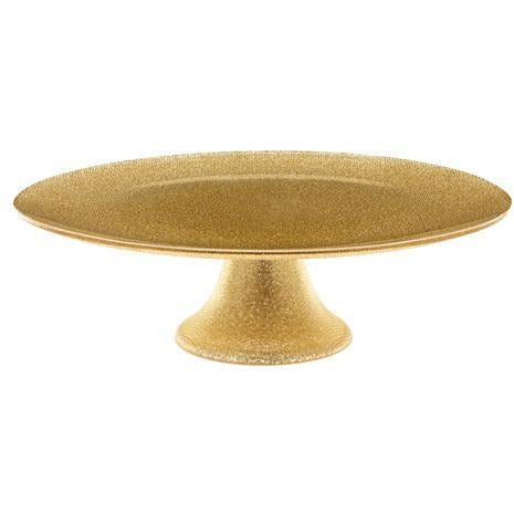 Piatto torta c.piede Glitter ORO 33 cm. - Luxe Home