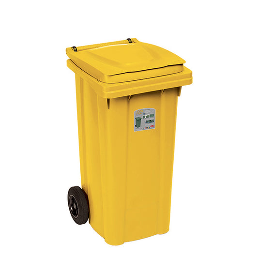 Bidone carrellato 120 lt giallo segnale