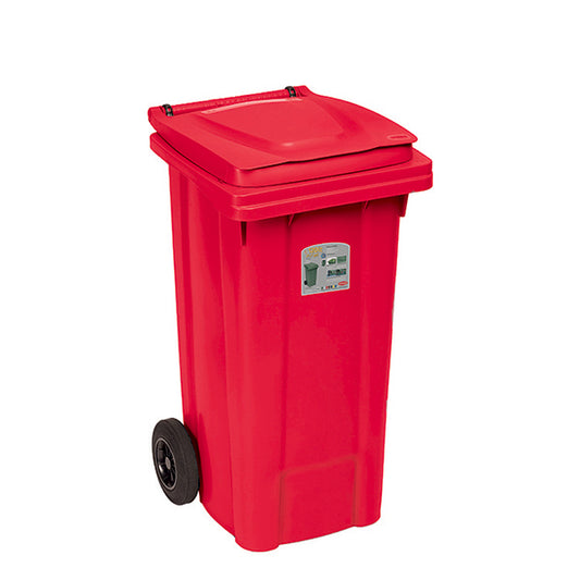Bidone carrellato 120 lt rosso segnale