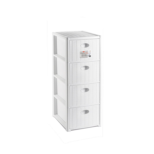 Cassettiera Elegance  4  Slim  bianca - Luxe Home