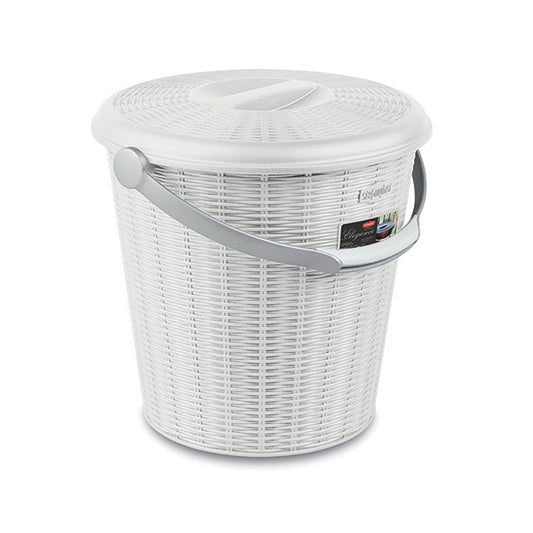 Pattumiera Elegance c/coperchio bianco