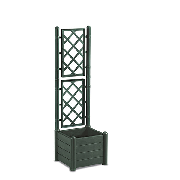 Fioriera quadra verde pino con spalliera verde pino