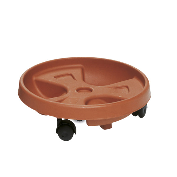 Sottovaso Roller c/3 ruote montate ø 30 terracotta - Luxe Home