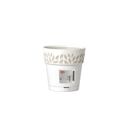 Vaso Cloe c/riserva d'acqua ø 15 bianco/travertino