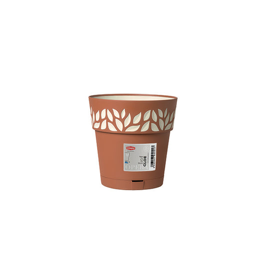 Vaso Cloe c/riserva d'acqua ø 15 terra d'ombra/vanilla