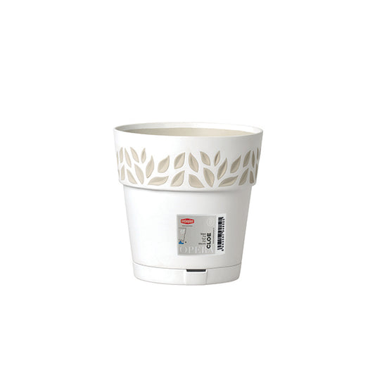 Vaso Cloe c/riserva d'acqua ø 20 bianco/travertino