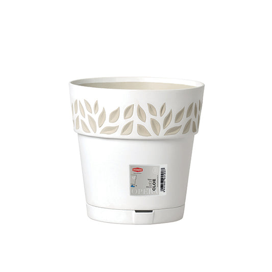 Vaso Cloe c/riserva d'acqua ø 25 bianco/travertino