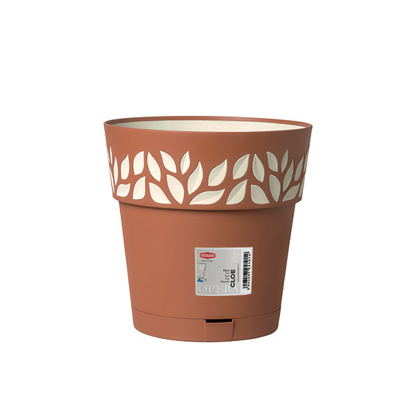 Vaso Cloe c/riserva d'acqua ø 25 terra d'ombra/vanilla