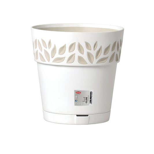 Vaso Cloe c/riserva d'acqua ø 30 bianco/travertino