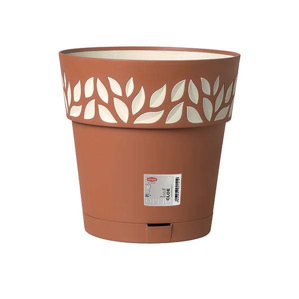 Vaso Cloe c/riserva d'acqua ø 30 terra d'ombra/vanilla