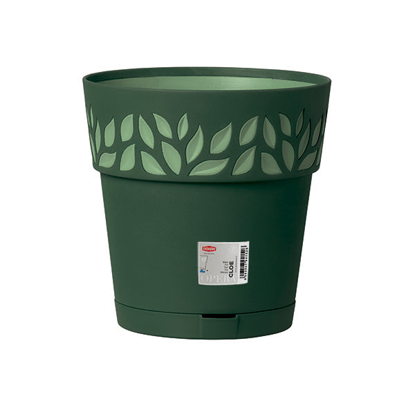 Vaso Cloe c/riserva d'acqua ø30 verdone/verde salvia