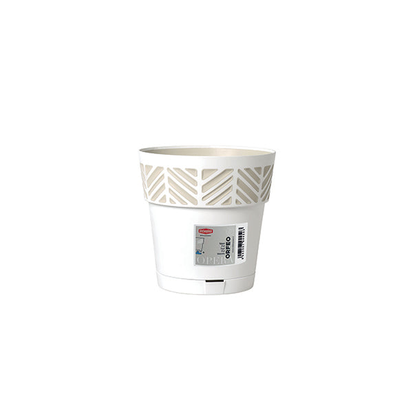 Vaso Orfeo c/riserva d'acqua ø 15 bianco/travertino