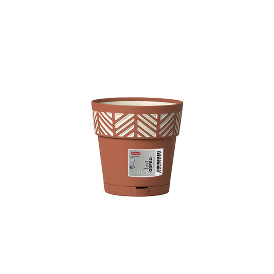 Vaso Orfeo c/riserva d'acqua ø 15 terra d'ombra/vanilla