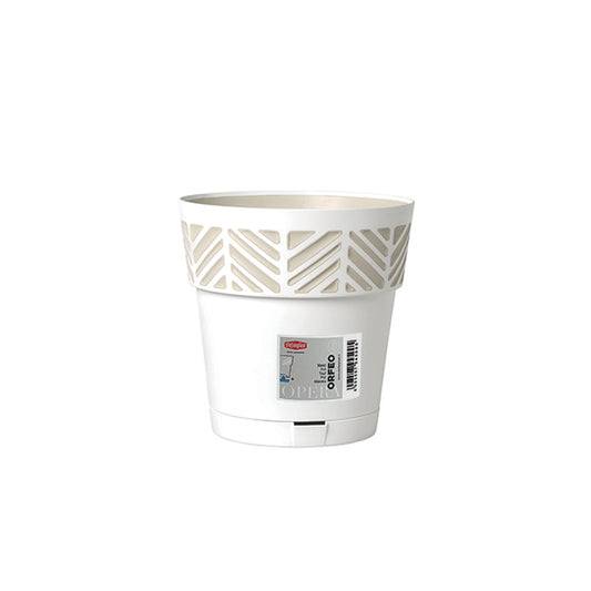 Vaso Orfeo c/riserva d'acqua ø 20 bianco/travertino