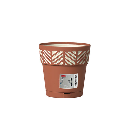 Vaso Orfeo c/riserva d'acqua ø 20 terra d'ombra/vanilla