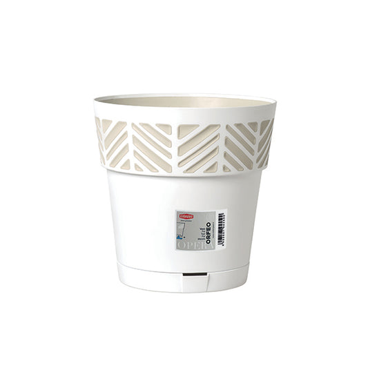 Vaso Orfeo c/riserva d'acqua ø 25 bianco/travertino