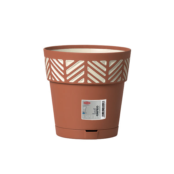Vaso Orfeo c/riserva d'acqua ø 25 terra d'ombra/vanilla