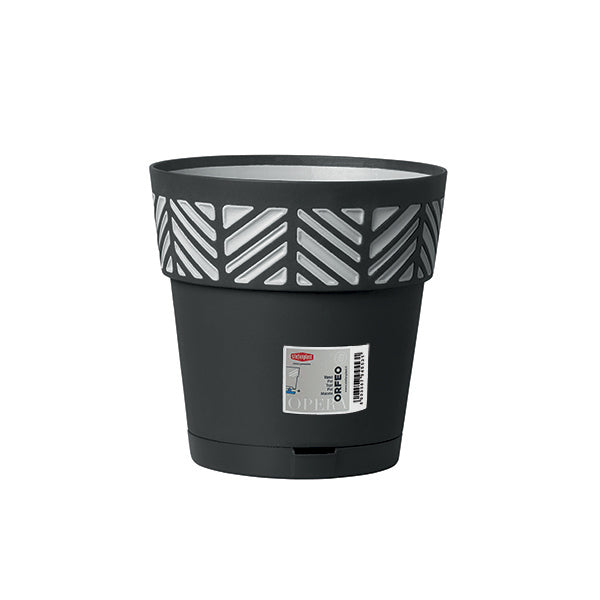 Vaso Orfeo c/riserva d'acqua ø 25 grafite/grigio luce