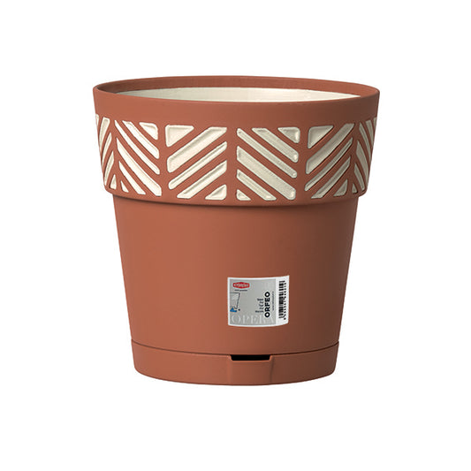 Vaso Orfeo c/riserva d'acqua ø 30 terra d'ombra/vanilla