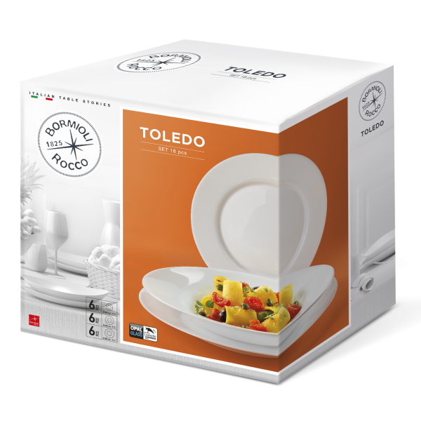 TOLEDO SET 18 PZ  RICAMO BLU  S 1 K N16B - Luxe Home