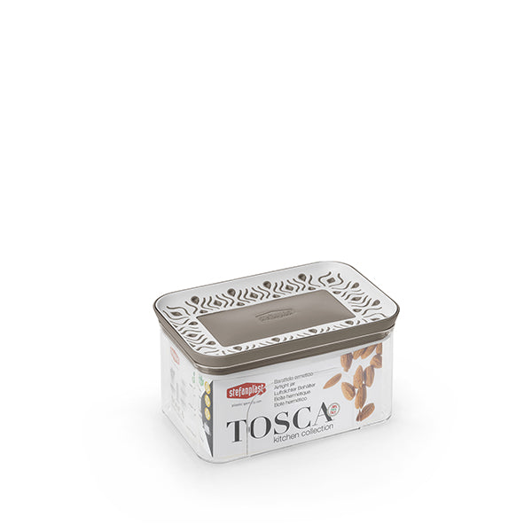 Barattolo ermetico rettang. Tosca 0,7 lt bianco/tortora chiaro plus
