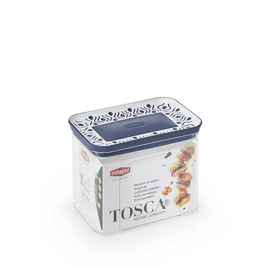 Barattolo ermetico rettang. Tosca 1,2 lt bianco/palace blu