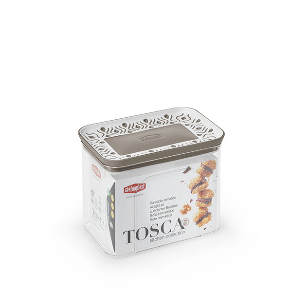 Barattolo ermetico rettang. Tosca 1,2 lt bianco/tortora chiaro plus