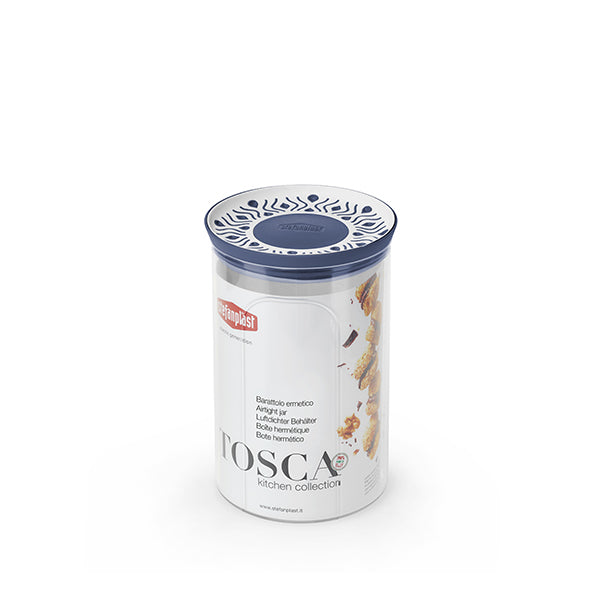 Barattolo ermetico tondo Tosca 1,2 lt bianco/palace blu