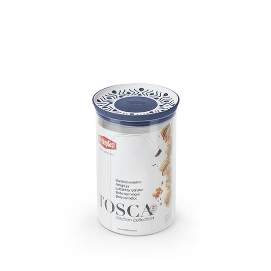 Barattolo ermetico tondo Tosca 1,2 lt bianco/palace blu