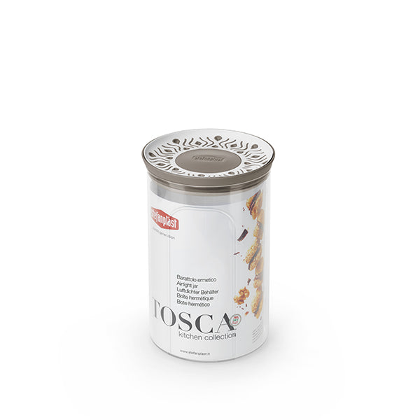 Barattolo ermetico tondo Tosca 1,2 lt bianco/tortora chiaro plus