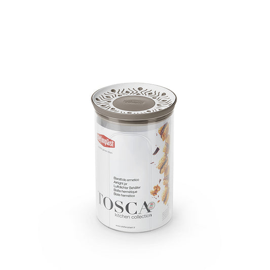 Barattolo ermetico tondo Tosca 1,2 lt bianco/tortora chiaro plus